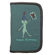 Happy Birthday Green Cartoon Alien Organizers