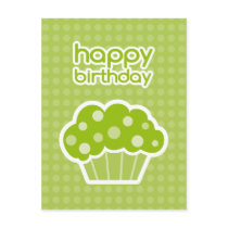 happy birthday green cupcake postcard postcards