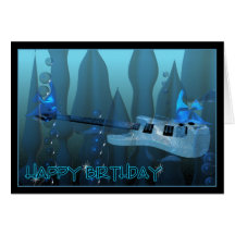Happy Birthday Guitar played by underwater fish Cards