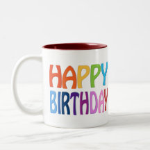 Happy Birthday - Happy Colourful Greeting Mugs
