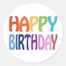 Happy Birthday - Happy Colourful Greeting Round Sticker