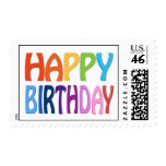 Happy Birthday - Happy Colourful Post Stamp