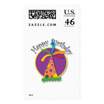 Happy Birthday Hat Postage Stamp