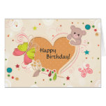 Happy Birthday - Heart Bear Butterfly Greeting Cards