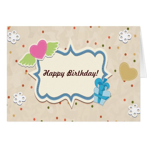 Happy Birthday - Heart Lace Present Greeting Card