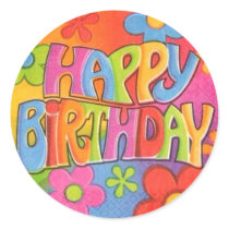 Happy Birthday Hippie Stickers by Lenny46824 Happy Birthday Hippie Stickers