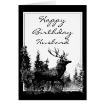 Happy Birthday Husband  Vintage Stag, Deer Cards