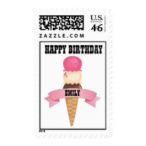 Happy Birthday Ice Cream Cone Stamp