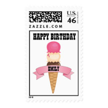 Happy Birthday Ice Cream Cone Stamp