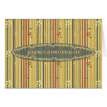 Happy Birthday in French, Stripes and Flowers Cards