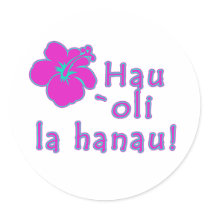 Happy Birthday In Hawaiian Round Sticker