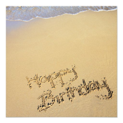 Happy Birthday in the Sand Personalized Invites