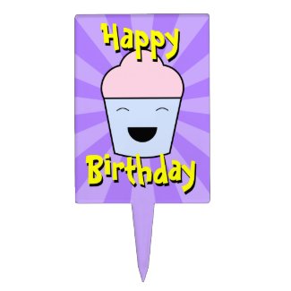 Happy Birthday Kawaii Cupcake Cake Pick