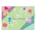 Happy Birthday - Kawaii Heart Star Flowers Present Cards