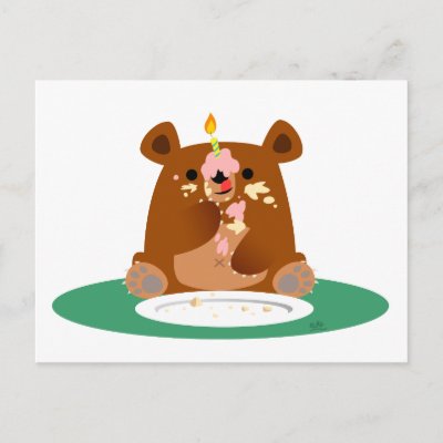 This little bear thinks it was a wonderful birthday cake.