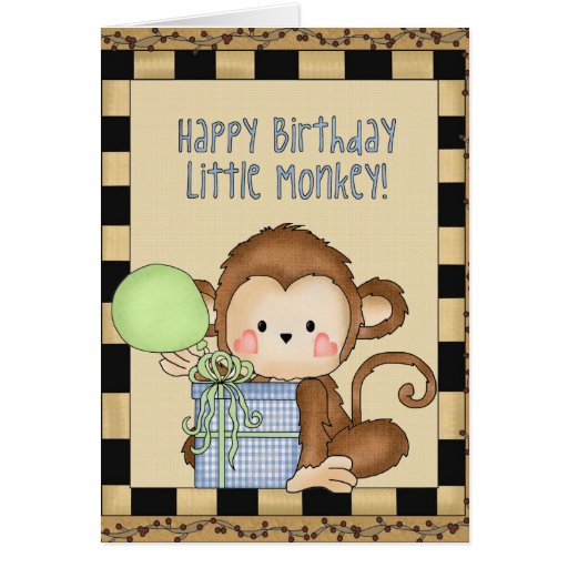Happy Birthday Little Monkey greeting card | Zazzle