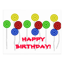 Happy Birthday lollipops Post Card