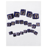Happy Birthday Margaret toy blocks in blue flyers