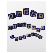 Happy Birthday Margaret toy blocks in blue Letterhead Design