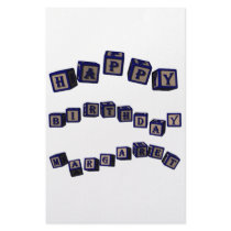 Happy Birthday Margaret toy blocks in blue Stationery
