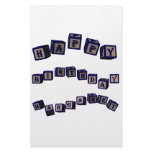 Happy Birthday Margaret toy blocks in blue Stationery