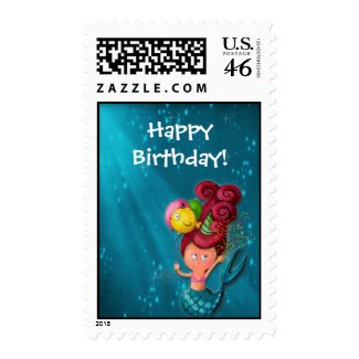 Happy Birthday Mermaid -custom text- Postage