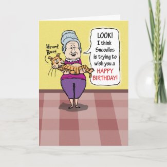 Happy Birthday - Message From the Cat zazzle_card