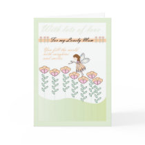 Happy birthday Mom cute little fairy card & flower