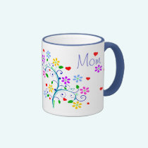 Happy Birthday Mom Flower Cup With We *Heart* You mugs