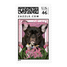 Happy Birthday Mom - French Bulldog - Teal Stamps