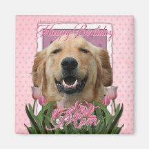 Happy Birthday Mom - Golden Retriever - Mickey Refrigerator Magnet