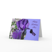 Happy Birthday Mom Purple Iris Flower Photo Card