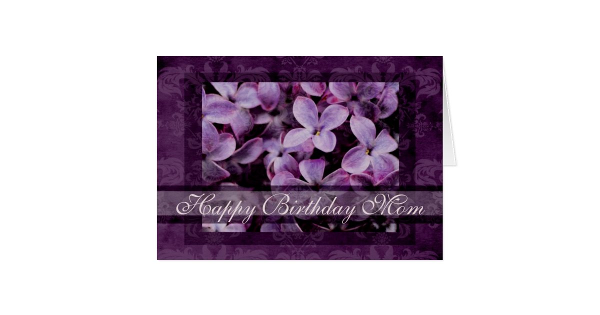 Happy Birthday Mom Textured Lilacs Card | Zazzle