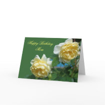 Happy Birthday Mom Yellow Roses Flower Photo Card