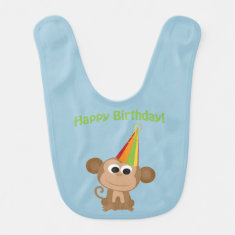   Happy Birthday Monkey Baby Bibs