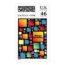 Happy Birthday Mosaic postage by dndartstudio Happy Birthday Mosaic postage