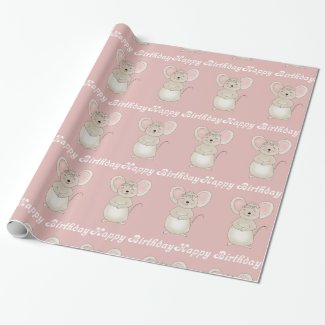 Happy Birthday Mouse Gift Wrap Paper