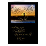 Happy Birthday My Love Sunset Couple Greeting Cards
