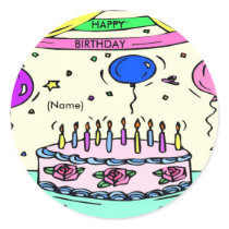 Happy Birthday Name Sticker