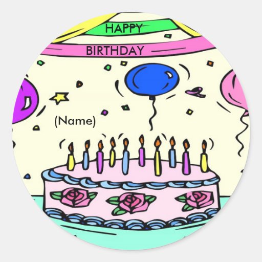 Happy Birthday Name Sticker Zazzle