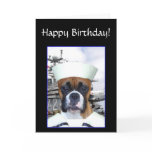 Happy birthday Navy Sailor Boxer Dog greeting card