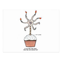 Happy Birthday Neuron Cupcake Postcard