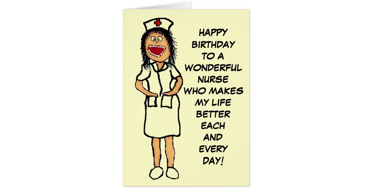 Happy Birthday Nurse Cartoon Card | Zazzle