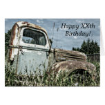 Happy Birthday - Old Antique Beater Truck in Grass cards