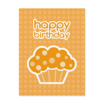 happy birthday orange cupcake postcard postcards