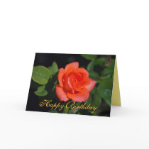 Happy Birthday Orange Grandiflora Rose Card