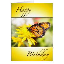 Happy Birthday Orange Monarch Butterfly Card cards