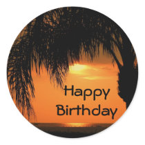 Happy Birthday, palm tree sunset stickers by Priscilla48 Happy Birthday, palm tree sunset stickers