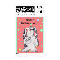 Happy Birthday Party Bunny Custom Stamps by zooogle Happy Birthday Party Bunny Custom Stamps