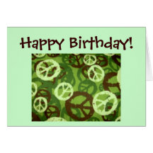 Happy Birthday!-Peace Signs/Camo Design Card